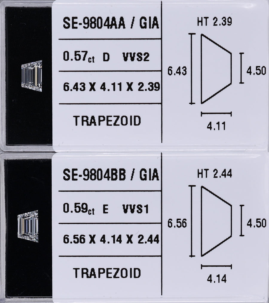 0.59 Carat Natural E VVS1 Trapezoid Diamond SE-9804BB