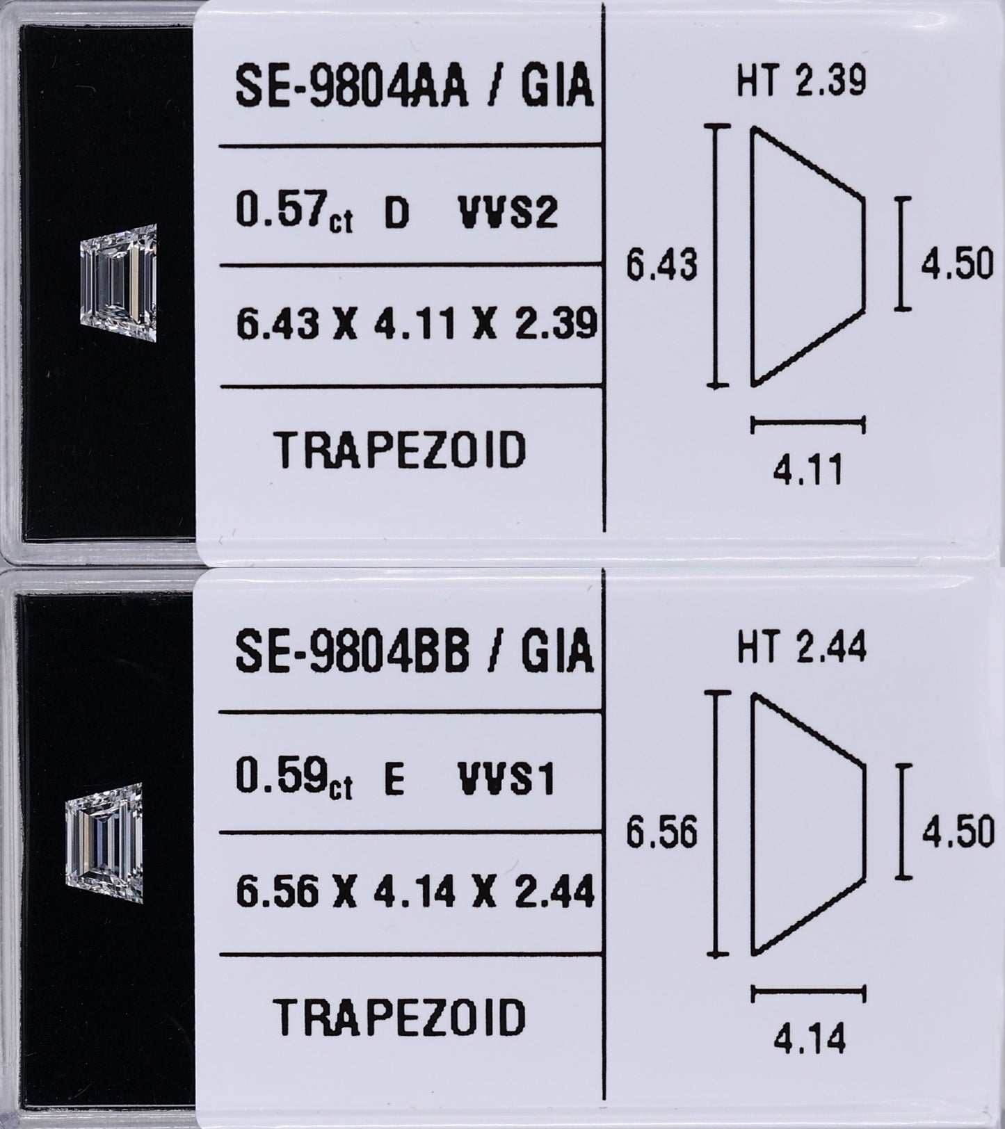 0.59 Carat Natural E VVS1 Trapezoid Diamond SE-9804BB