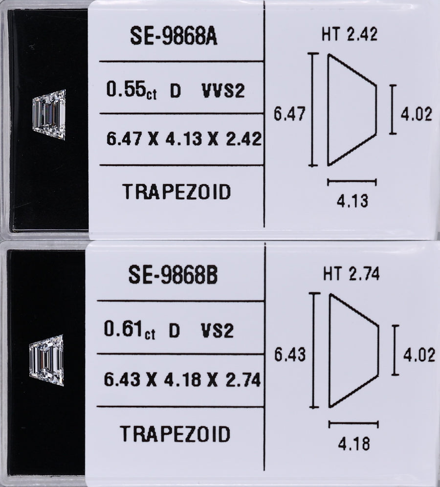 0.55 Carat Natural D VVS2 Trapezoid Diamond SE-9868A