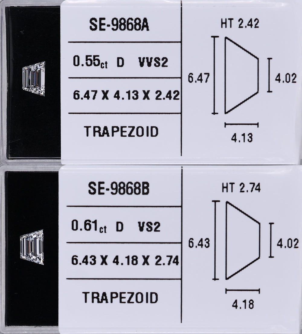 0.61 Carat Natural D VS2 Trapezoid Diamond SE-9868B